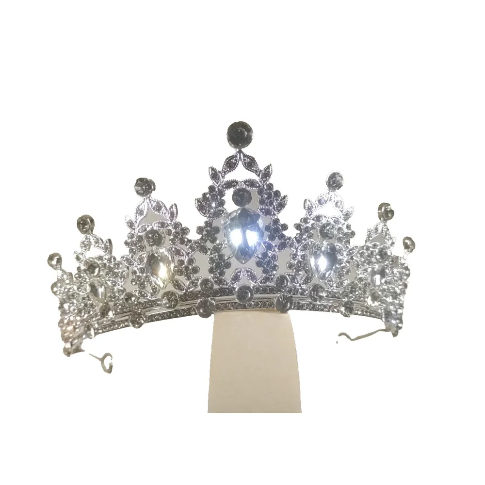 Tiara Crown Bride Party Silver Tone Rhinestone Elegant